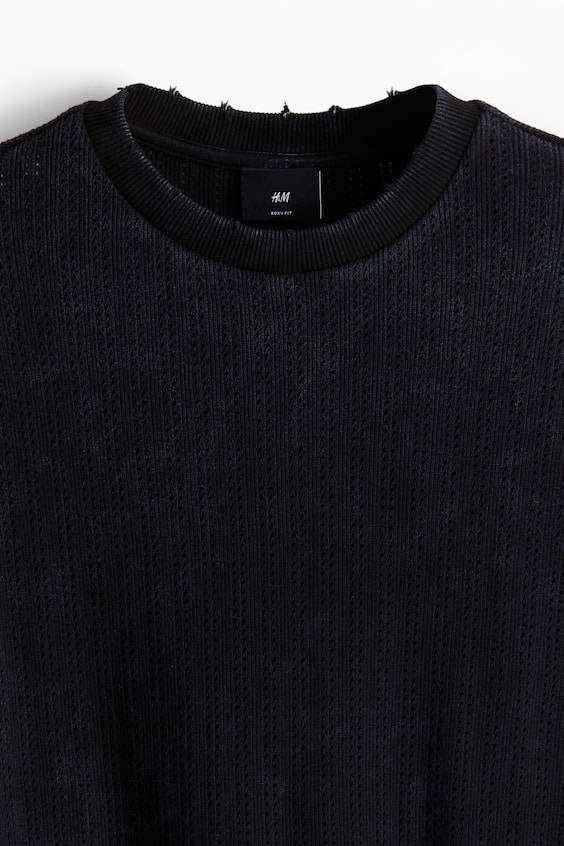 HM Kastiges T-Shirt Aus Pointelle-Jersey