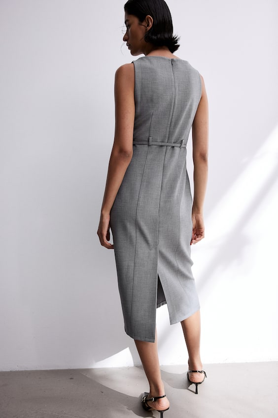 HM Kleid Mit U-Boot-Ausschnitt Und Gürtel