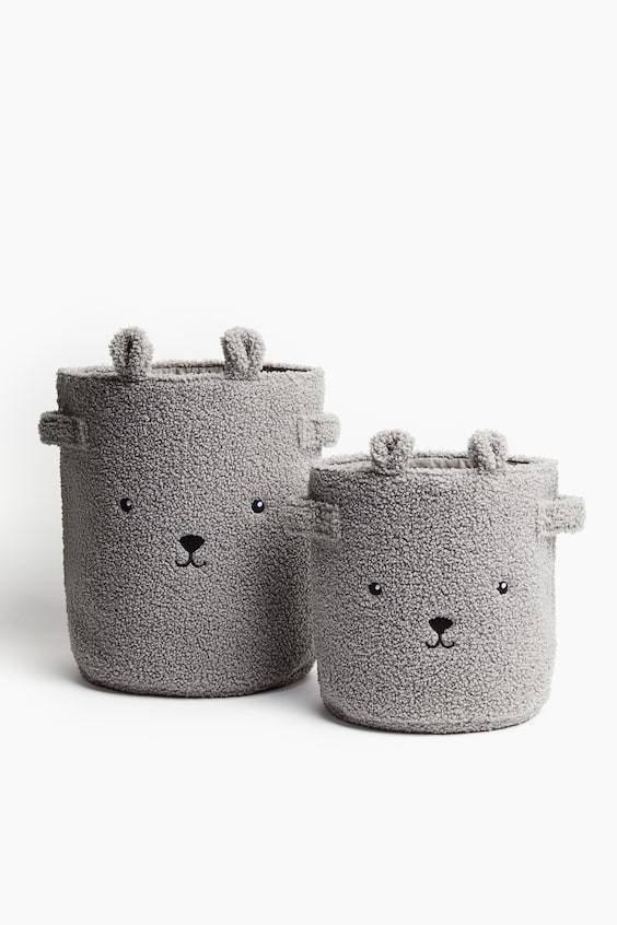 HM Kleiner Aufbewahrungskorb aus Teddyfleece