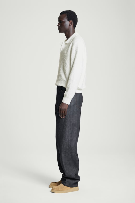 HM LANGÄRMLIGES BOUCLÉ-POLOSHIRT