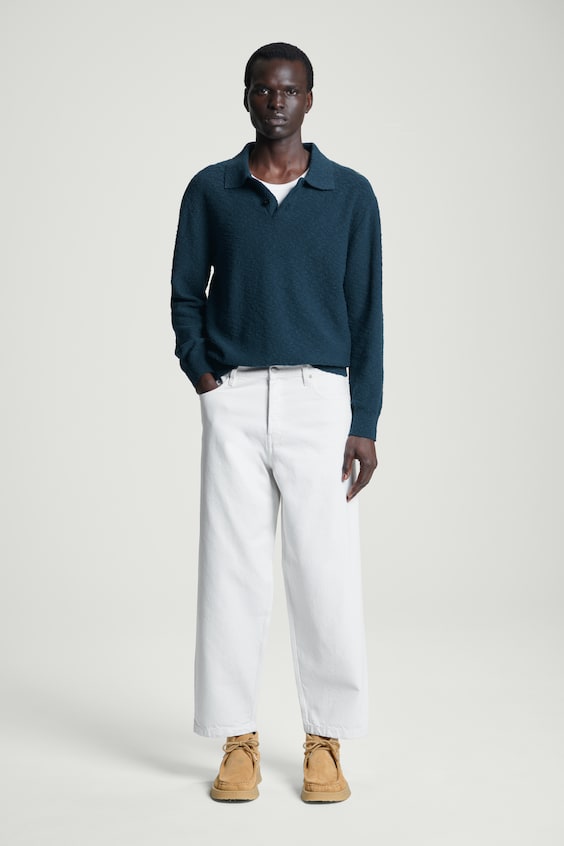 HM LANGÄRMLIGES BOUCLÉ-POLOSHIRT