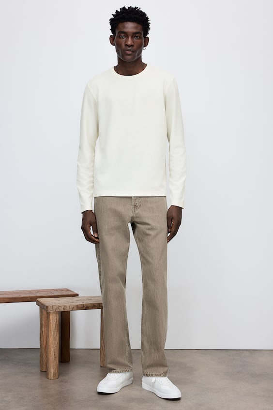 HM Langarmshirt Mit Waffelstruktur In Regular Fit