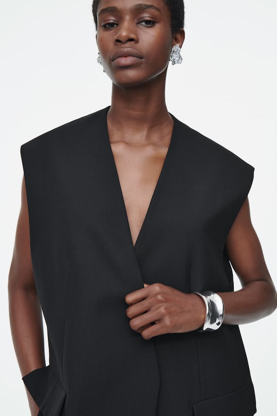 HM LANGE TWILL-WESTE AUS WOLL-MIX