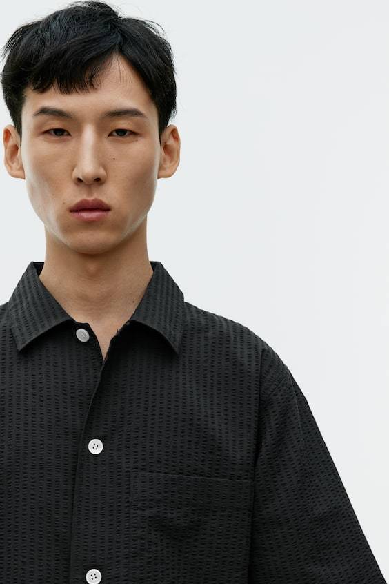 HM Locker Geschnittenes Seersucker-Hemd