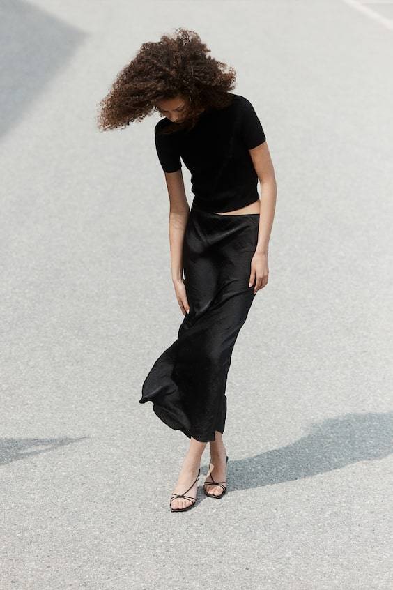 HM Maxirock Aus Gecrinkeltem Satin