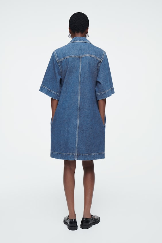 HM MINI-HEMDBLUSENKLEID AUS DENIM