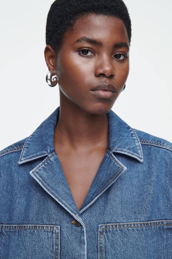 HM MINI-HEMDBLUSENKLEID AUS DENIM