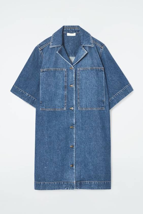 HM MINI-HEMDBLUSENKLEID AUS DENIM
