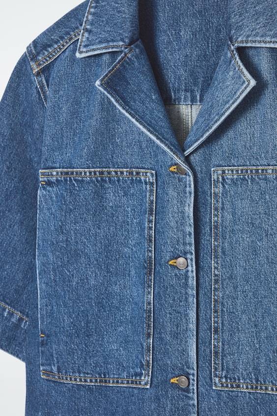 HM MINI-HEMDBLUSENKLEID AUS DENIM