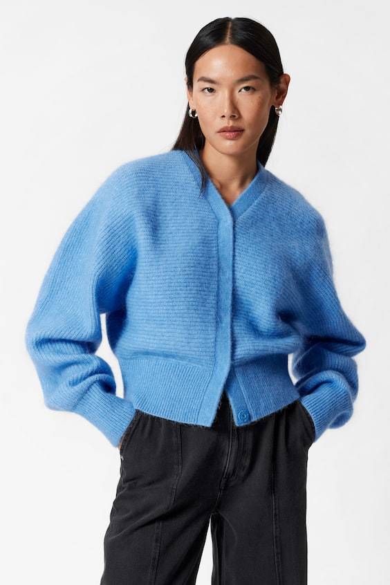 HM Mohair-Blend Rib-Knit Cardigan