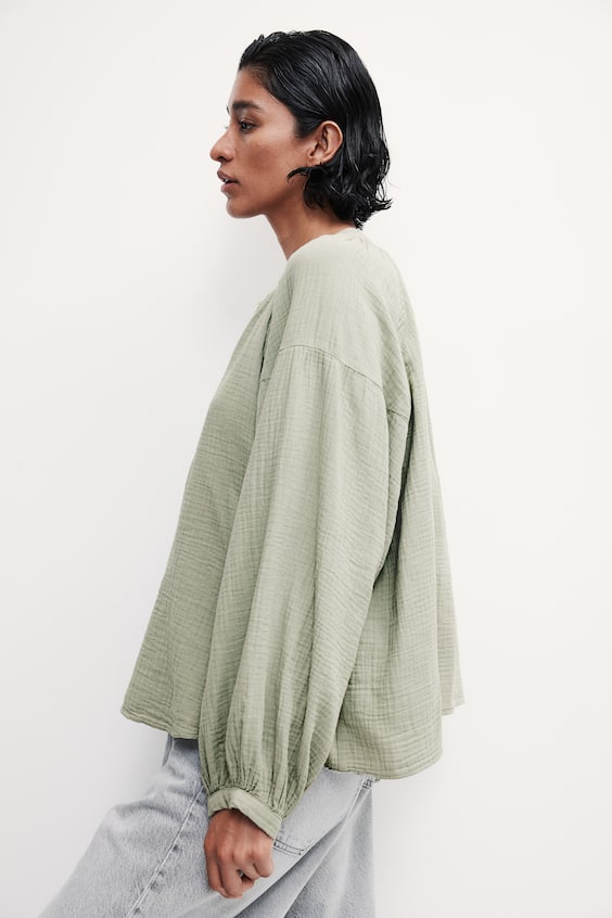 HM Musselinbluse Mit Ballonärmeln