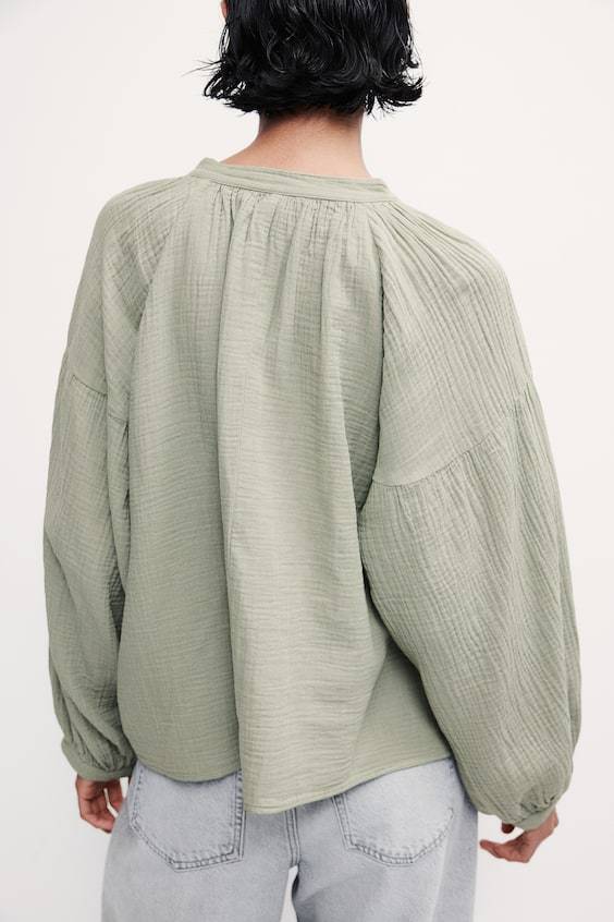 HM Musselinbluse Mit Ballonärmeln