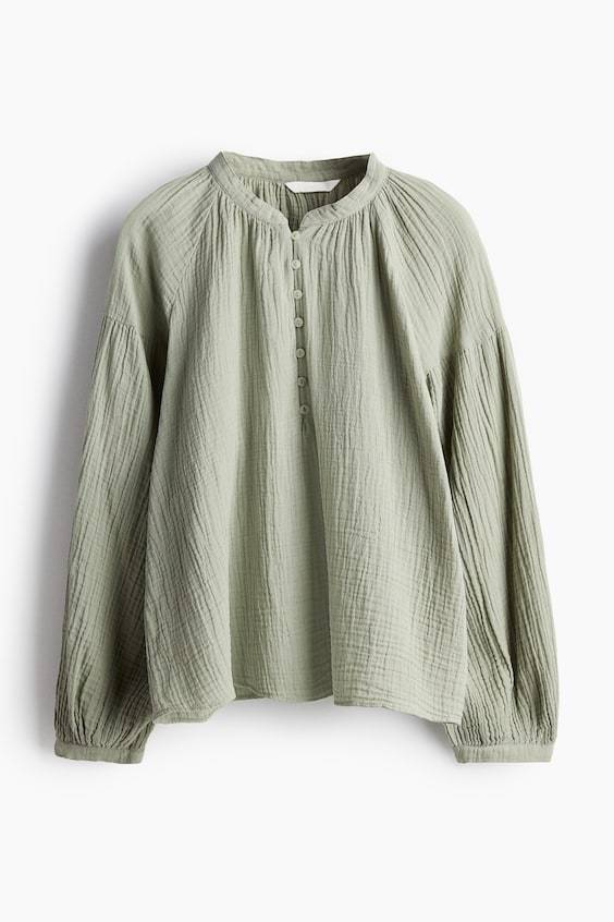 HM Musselinbluse Mit Ballonärmeln