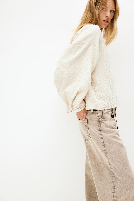 HM Musselinbluse Mit Ballonärmeln