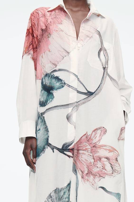 HM OVERSIZED-HEMDBLUSENKLEID MIT BLUMEN-PRINT