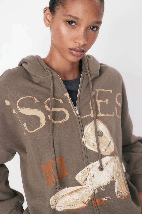 HM Oversized Hoodiejacke Mit Motivdetail