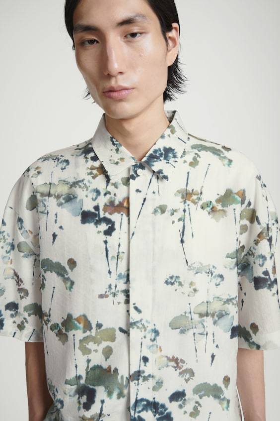 HM OVERSIZED-KURZARMHEMD MIT FLORALEM PRINT