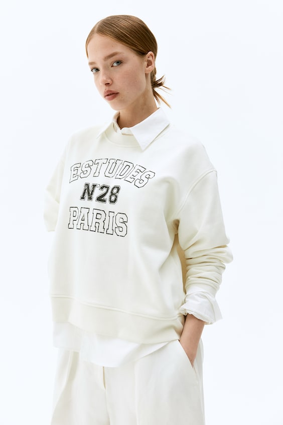 HM Oversized Motif-front Sweatshirt