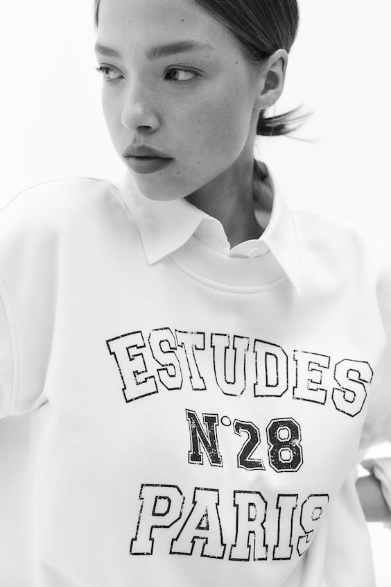 HM Oversized Motif-front Sweatshirt