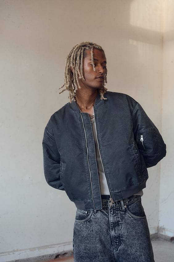 HM Oversized Pilotenjacke im Washed-Look