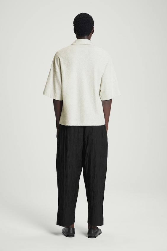 HM OVERSIZED-POLOSHIRT AUS BOUCLÉ-STRICK