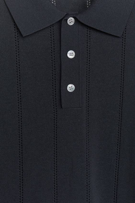 HM Poloshirt Im Pointelle-Strick