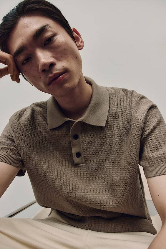 HM Poloshirt Mit Struktur In Regular Fit