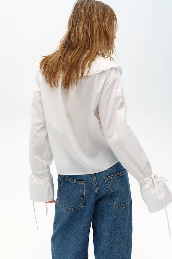 HM Popelinebluse Mit Broderie Anglaise