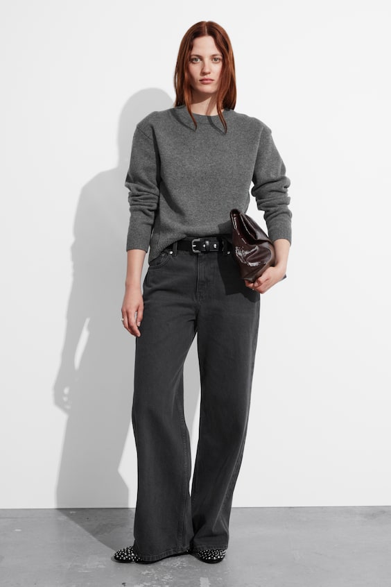 HM Pullover Aus Merinowolle Mit Schulterpolstern