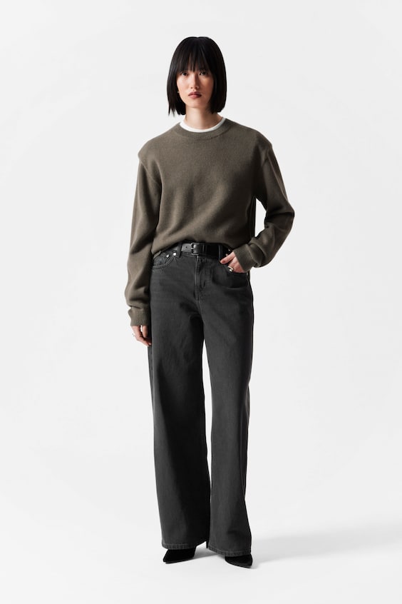 HM Pullover aus Merinowolle mit Schulterpolstern