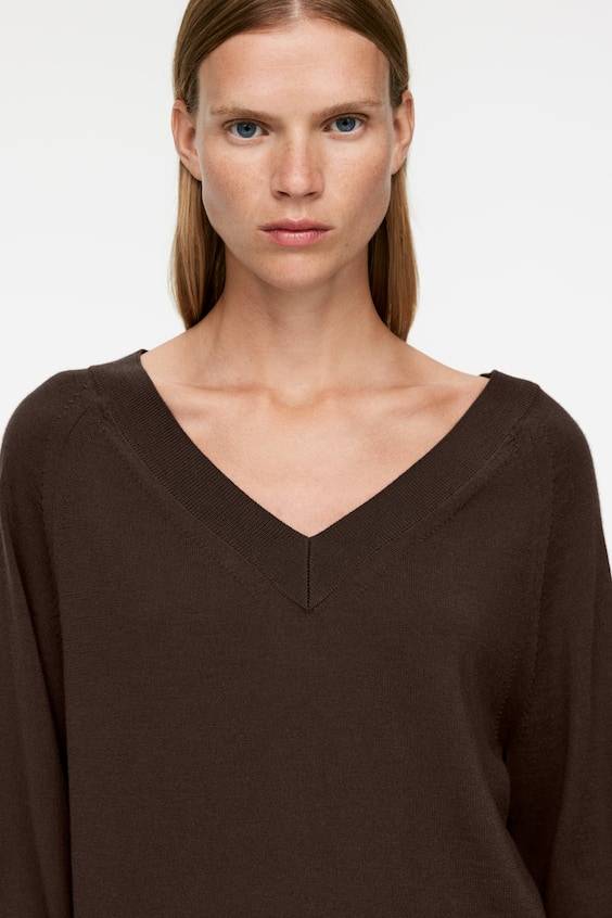 HM Pullover Mit V-Ausschnitt Aus Merinowolle