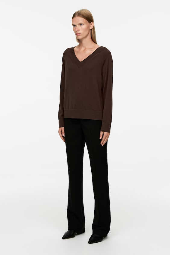 HM Pullover Mit V-Ausschnitt Aus Merinowolle