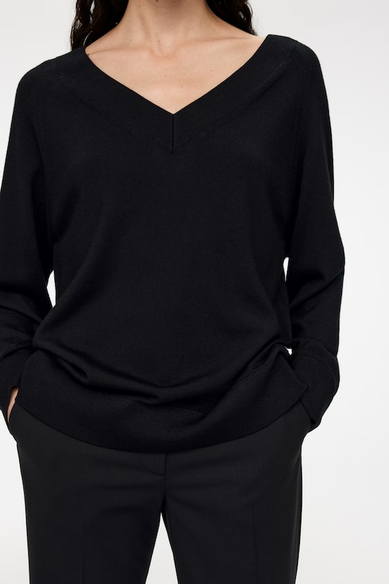 HM Pullover Mit V-Ausschnitt Aus Merinowolle