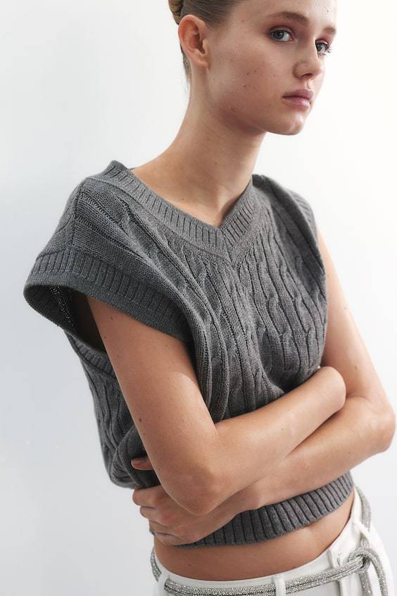 HM Pullunder In Zopfstrick