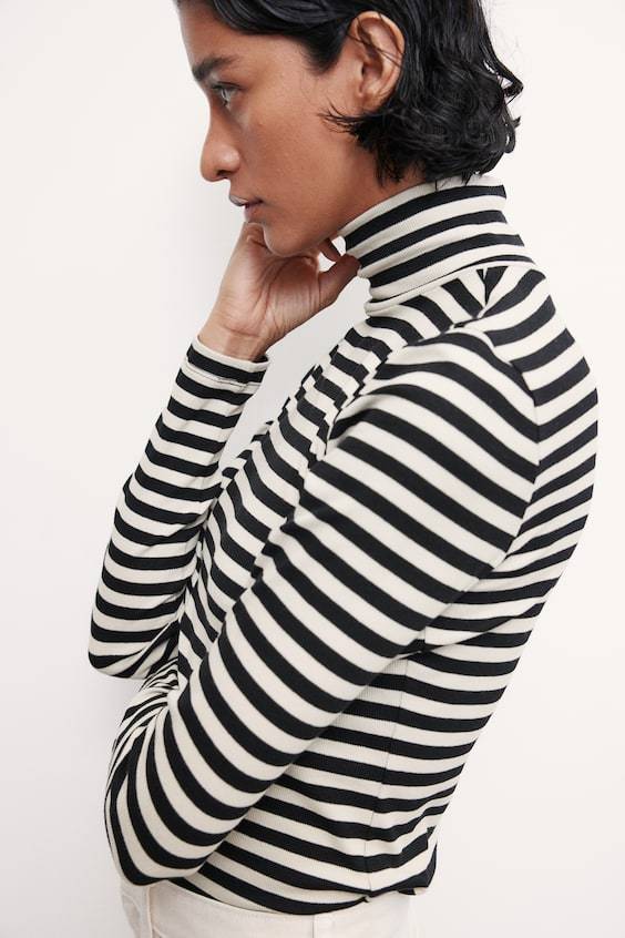 HM Rollkragenshirt Aus Modalmix