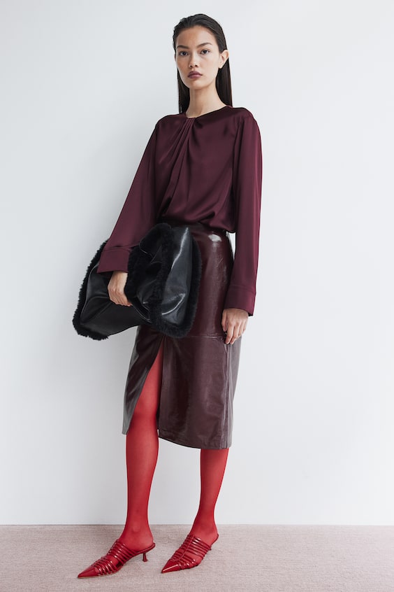 HM Satinbluse Mit Faltendetail