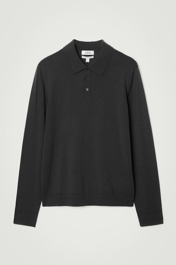 HM SCHMAL GESCHNITTENES POLOSHIRT AUS MERINOWOLLE