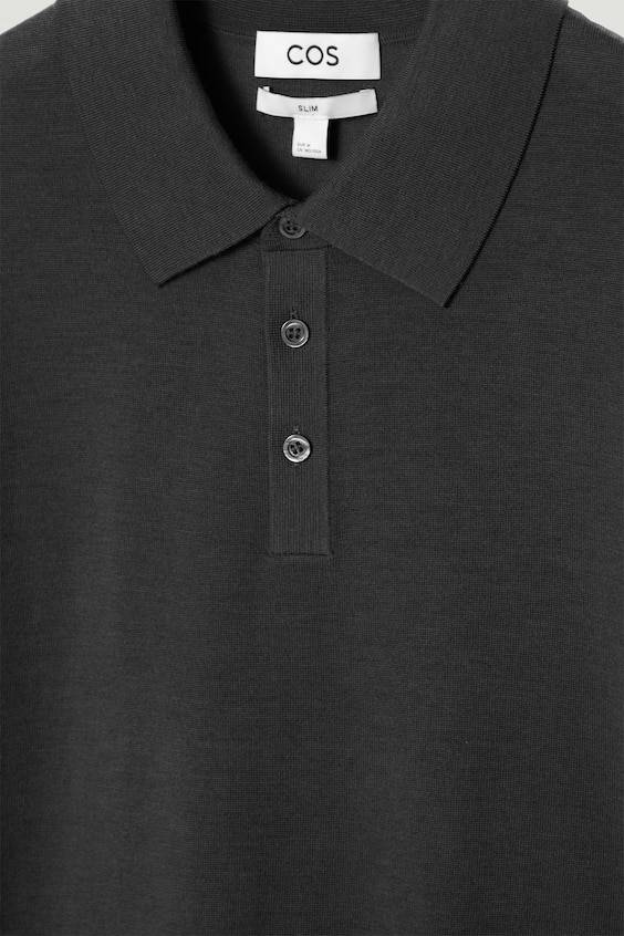 HM SCHMAL GESCHNITTENES POLOSHIRT AUS MERINOWOLLE