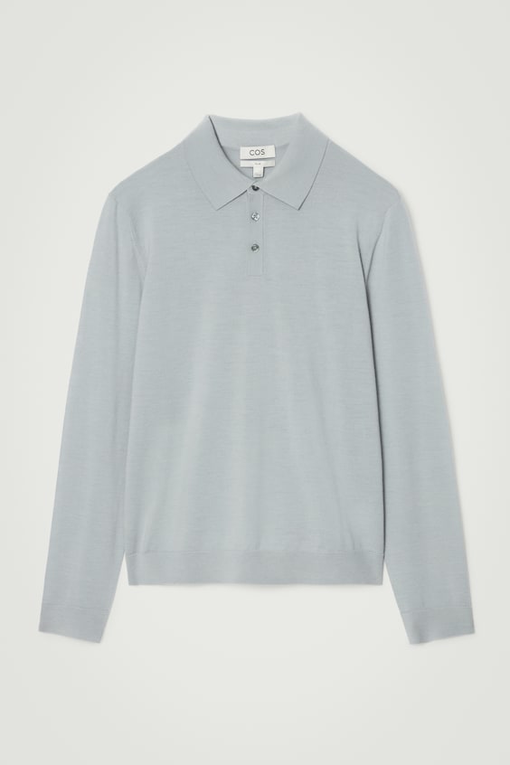 HM SCHMAL GESCHNITTENES POLOSHIRT AUS MERINOWOLLE