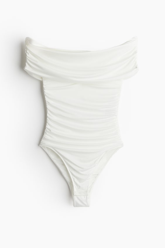 HM Schulterfreier Body Mit Raffungen