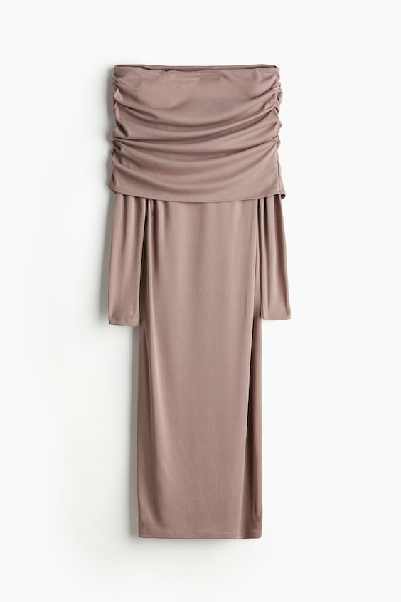 HM Schulterfreies Kleid Mit Umschlagrand