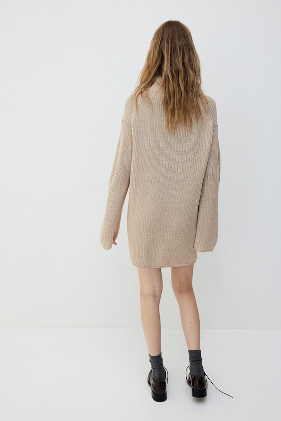 HM Schwerstrickpullover Mit Kurzem Zipper