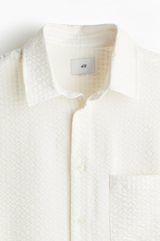 HM Seersucker-Hemd Aus Baumwollmix