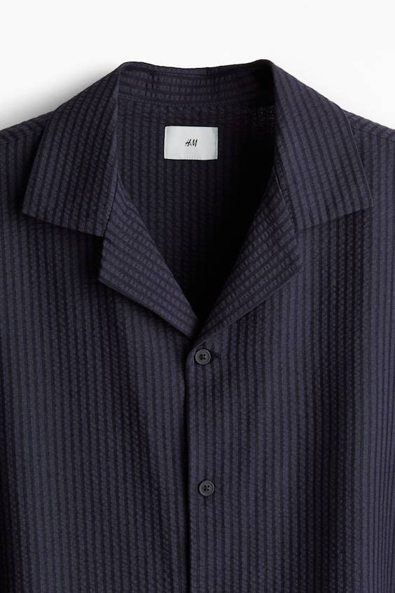 HM Seersucker-Hemd aus Baumwollmix