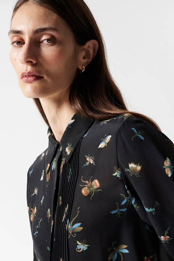 HM Seidenhemd Mit Biesen