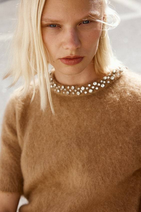 HM Shirt Aus Mohairmix Mit Verzierung