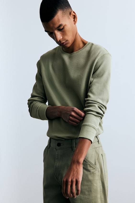 HM Shirt Aus Waffeljersey In Slim Fit
