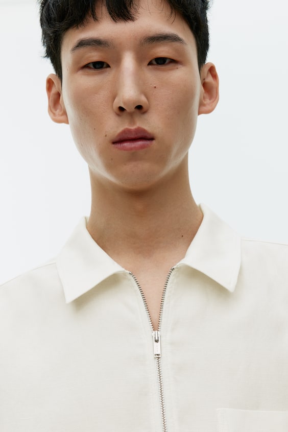 HM Shirt Mit Kurzem Reißverschluss