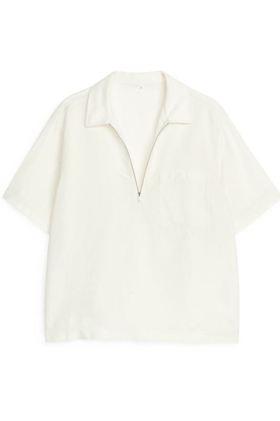 HM Shirt Mit Kurzem Reißverschluss