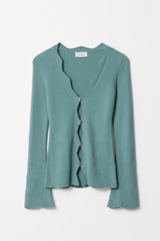 HM Strickjacke Aus Merinowoll-Mix Mit Wellenkante